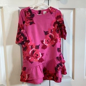 Baby Gap 4T fully lined woven pink ruffled asymmetrical hem dress